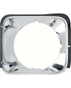 Nova Bezels, Headlight, Left Hand, Concours, Chrome, 1976