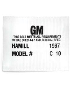 Nova Seat Belt Label, Woven, OE Style Hamill C-10, 1967