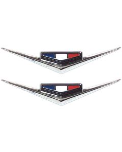 Fender Emblems, "V", Pair, 283, Nova, Show Quality 1964