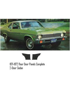 Nova Standard, Rear Pre-Assembled Door Panels, 2-Door Sedan, 1971-1972