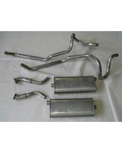 Nova Single Exhaust System Cat Back For 6 Cylinder, V8 Aluminum, W/ Dual Tailpipes, 1975-1979