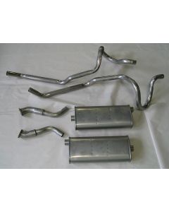 Nova Single Exhaust System Cat Back For 6 Cylinder, V8 Stainless Steel, W/ Dual Tailpipes, 1975-1979