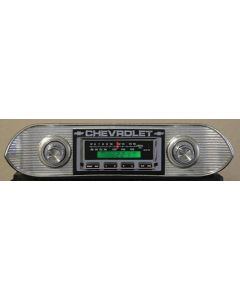 Chevy II-Nova Stereo Radio, KHE-100, AM/FM, Manual Tuning, Chrome Face, 1962-1965