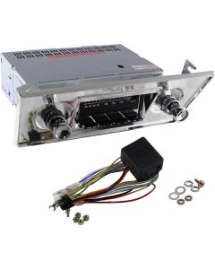 Chevy II-Nova Stereo Radio, KHE-300, AM/FM, Manual Tuning, Chrome Face And Bezel, 1966-1967