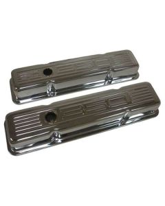 Chevy Small Block Chrome Valve Covers With 350 Logo, Short,1958-1986