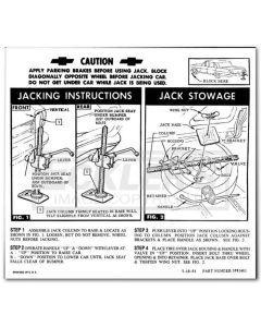 1962-1963 Nova And Chevy II Jack Instruction Decal, RegularWheel, Coupe And Sedan