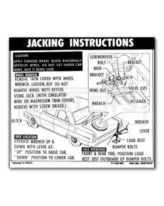 1966 Nova And Chevy II Jack Instruction Decal, Regular Wheel, Coupe And Sedan
