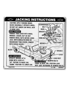 1967 Nova And Chevy II Jack Instruction Decal, Regular Wheel, Coupe And Sedan