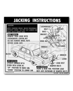 1964-1965 Nova And Chevy II Jack Instruction Decal, RegularWheel, Coupe And Sedan