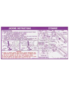 Nova Jack Instruction Decal, Regular And Space Saver Wheel,1973