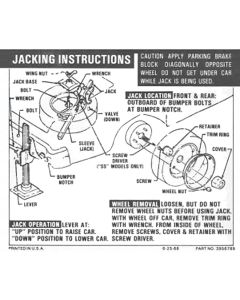 Nova Jack Instruction Decal,Super Sport, 1969-1971