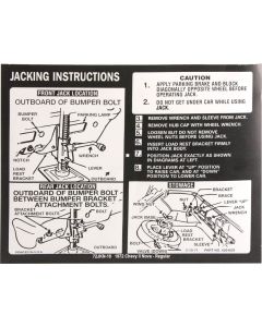 Nova Jack Instruction Decal, Regular Wheel, 1972