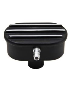 Polished Billet Aluminum Breather With Tube, Finned, Black