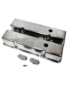 Polished Aluminum Chevy Small Block 283-400 Tall Valve Covers, Smooth