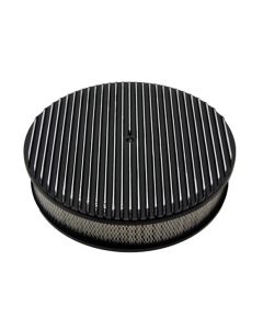 Aluminum Black 14'' Air Cleaner Paper Filter, Full Finned, Round