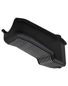 Chevy Small Block Black Aluminum Stock Capacity Oil Pan, Retro Finned