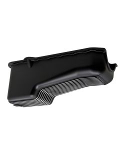 Chevy Small Block Aluminum Stock Capacity Oil Pan, Black Retro Finned