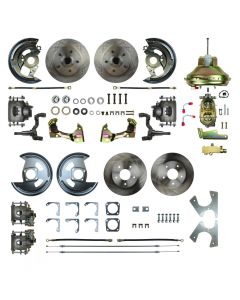 Chevy II Or Nova 4-Wheel Power Disc Brake Conversion Kit With 11" Factory Style Booster, Staggered Rear Shocks, 1968-1974
