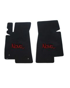 1966-74 Nova Lloyds Ultimat Black Front Floor Mats With Red Nova Logo
