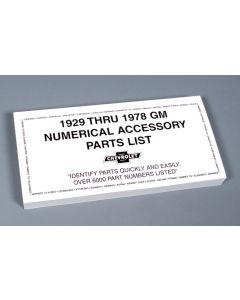 GM Numerical Accessory Parts List,1929 Thru 1978