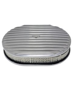 Chevy Air Cleaner, Oval Full Finned Polished Aluminum, 12"