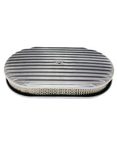 Chevy Air Cleaner, Oval Full Finned Polished Aluminum, 15"