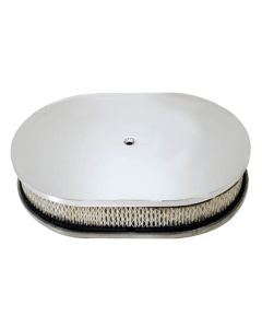 Chevy Air Cleaner, Oval Smooth Chrome Aluminum, 12"