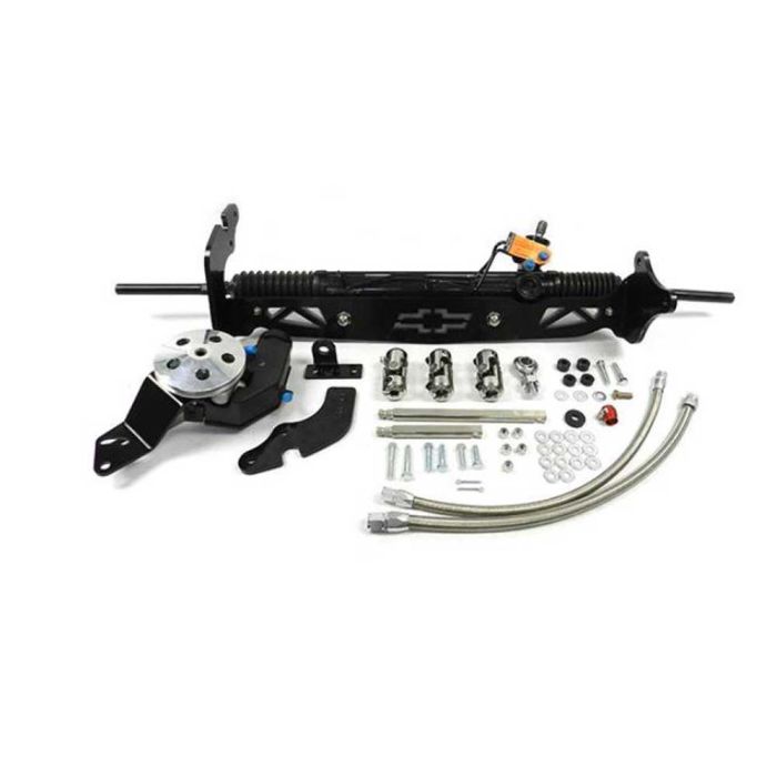 1973-1987 Chevy-GMC Truck Power Rack And Pinion Steering Kit, Double V-Belt  With Stock Steering Column, Half-Ton 2WD
