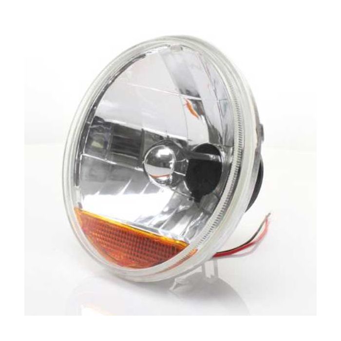Snake-Eye 7" Inch Halogen Lens Assembly with H4 Bulb & Amber Turn Signal ~ Pair